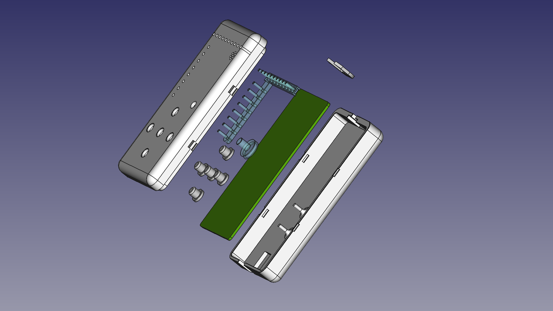 Exploded view of the remote control enclosure